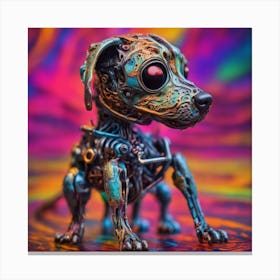 Psychedelic Biomechanical Freaky Scelet Dog From Another Dimension With A Colorful Background Canvas Print