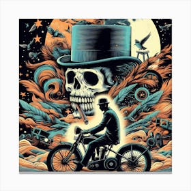 Skull On A Motorcycle Canvas Print