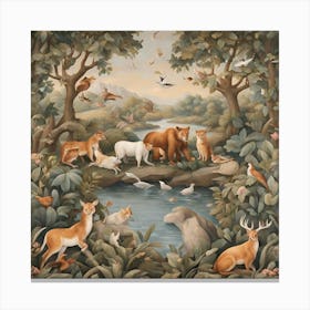 Animals In The Forest Canvas Print