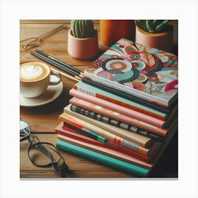 Books On A Table 3 Canvas Print