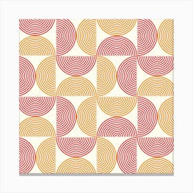 Mid Century Half Circle Lines in Orange and Red Canvas Print