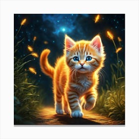 Orange Kitten At Night Canvas Print