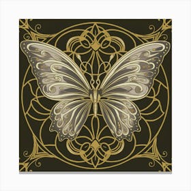 Gold Butterfly On Black Background Canvas Print