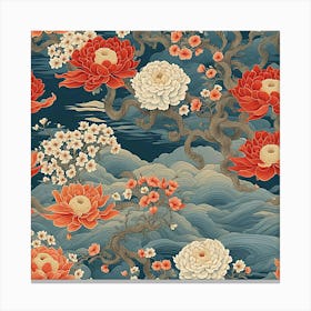 Japanese Floral Wallpaper Canvas Print