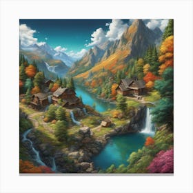 Village In The Mountains Canvas Print