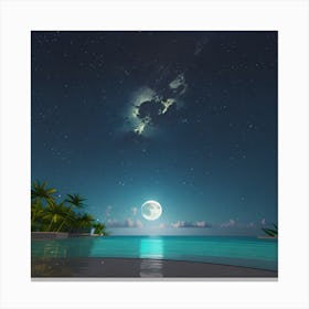 Full Moon Over The Ocean Canvas Print