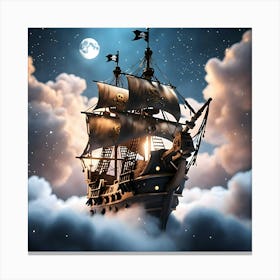 Sky Pirates Ship Night Canvas Print
