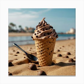 Chocolate Ice Cream On The Beach Canvas Print