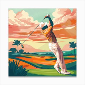 A Golfer Teeing Off Lofi Illustration 1718673009 3 Canvas Print