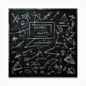 Black Chalk On A School Blackboard Capturing A Dynamic Blend Of Abstract Shapes And Realistic Objec (2) Canvas Print