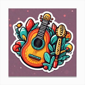 Mexican Guitar And Maracas Sticker 2d Cute Fantasy Dreamy Vector Illustration 2d Flat Centere Canvas Print