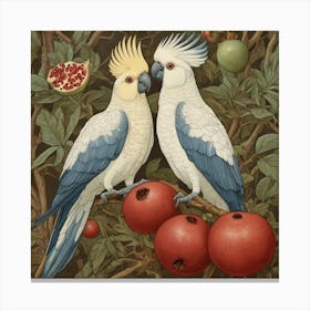 Cockatoo And Pomegranate Blue Walter Crane Art Print 0 Canvas Print