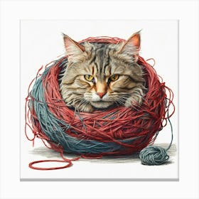 Cat In A Ball Of Yarn 3 Canvas Print