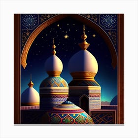 Islamic Mosque At Night Canvas Print