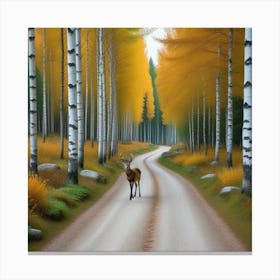 Deer On The Road Canvas Print