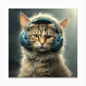 Cat With Headphones 4 Canvas Print