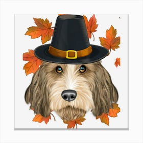 Fall Petit Basset Griffon Vendeen Pilgrim Thanksgiving Canvas Print