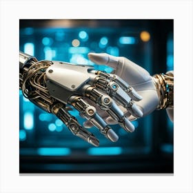 Robot Handshake Canvas Print