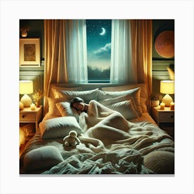 Girl Sleeping In Bed Canvas Print