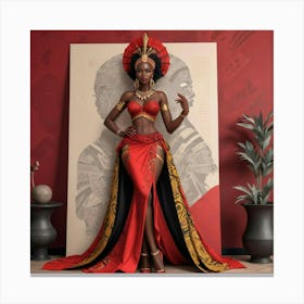 Pikaso Texttoimage Comic Style Beautiful Africanpowerful Queen Warrio Canvas Print