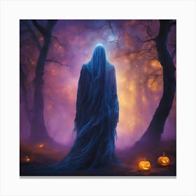 Halloween Ghost In The Woods Canvas Print