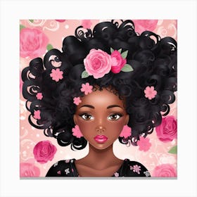 Black Girl With Roses Canvas Print