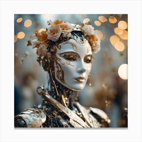 Robot With Flowers Canvas Print