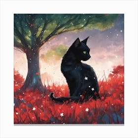 Black Cat In The Forest 2 Canvas Print