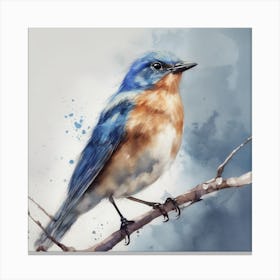 Bluebird Watercolor Painting Canvas Print