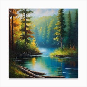 River In The Forest 10 Canvas Print