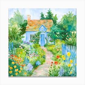 Blue Cottage Garden Canvas Print
