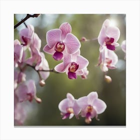 A Blooming Orchid Blossom Tree With Petals Gently Falling In The Breeze 1 Canvas Print