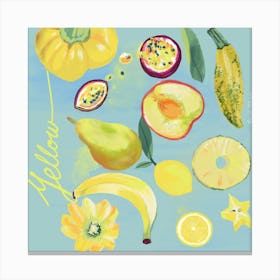 Yellow Array Of Food Square Canvas Print