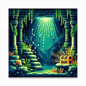 8-bit underwater cavern Canvas Print