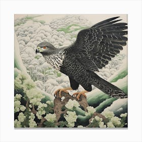 Ohara Koson Inspired Bird Painting Harrier 3 Square Canvas Print