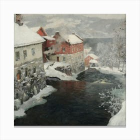 Winter Scene In Norway Canvas Print