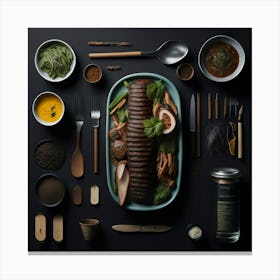 Barbecue Props Knolling Layout (24) Canvas Print