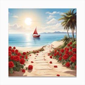 Roses On The Beach 6 Canvas Print