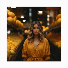 Portrait Of A Woman In A Market Canvas Print