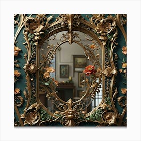 Mirror With Flowers Canvas Print