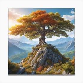 Lone Tree On The Mountain 1 Canvas Print