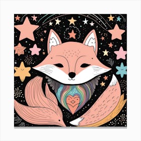 Fox In The Stars Canvas Print