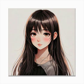 Firefly Cute, 10 Year Old, Anime, Girl, Long Hair, Straight, Black Hair, Reddish Brown Eyes, Pale Sk (10) Canvas Print