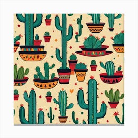 Cactus Pattern 15 Canvas Print