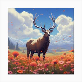 Elk In The Meadow Canvas Print