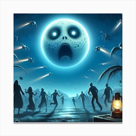 Zombies On The Moon Canvas Print