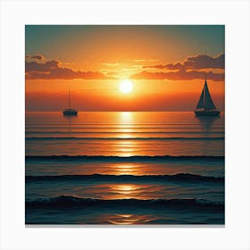 Sunset Sailboats Canvas Print