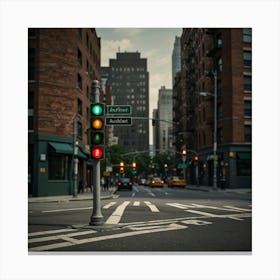 Traffic Light In New York City Canvas Print