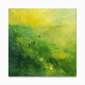 Abstract Painting, Acrylic On Canvas, Green Color 1 Canvas Print