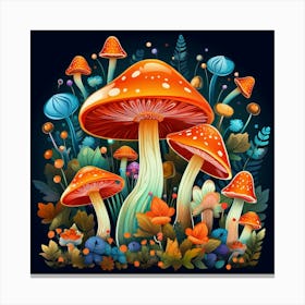 Colorful Mushroom In The Forest Canvas Print